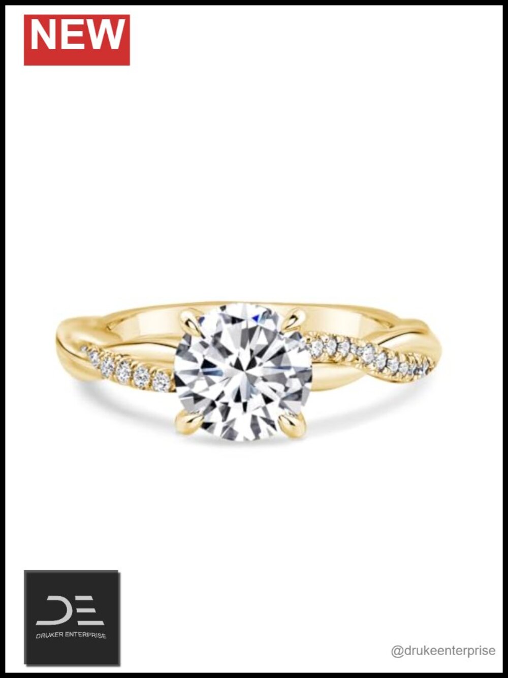 1.25ct Moissanite Promise Ring, 925 Silver 14K Gold Plated, Prong Setting